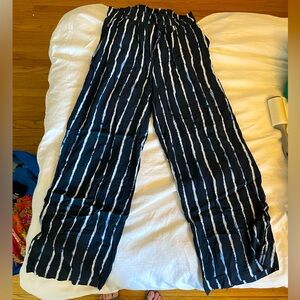 Dark Blue Striped H&M Flowy Pants